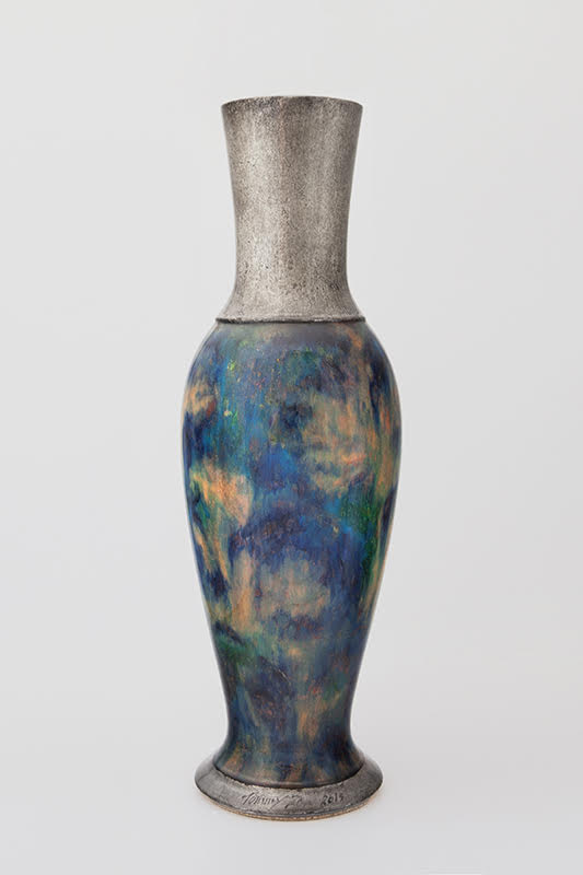 Neoclassical vase Jaune de Naples turquoise bleu 