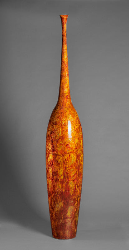 Flûte contemporaine étrusque Ambré floral, feuille de bronze