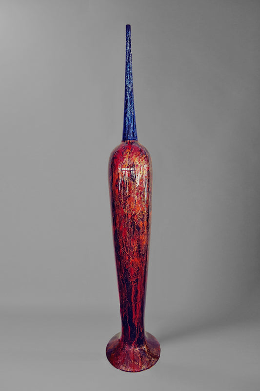 Flûte néoclassique Orangé rouge jaune col bleu