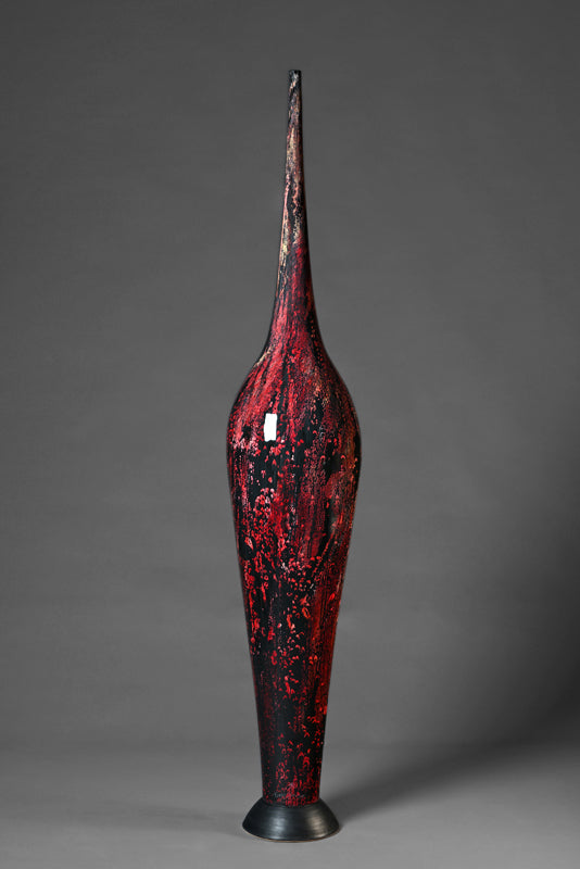 Flûte néoclassique  Floral rouge noir défragmenté