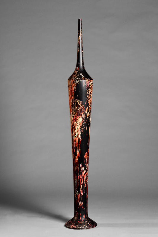 Flûte néoclassique profilée Rouge défragmenté floral noir Vendu