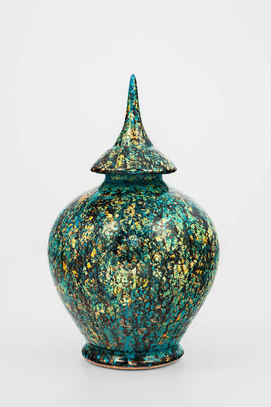 Jarre ballon Turquoise flocon d'or Vendu