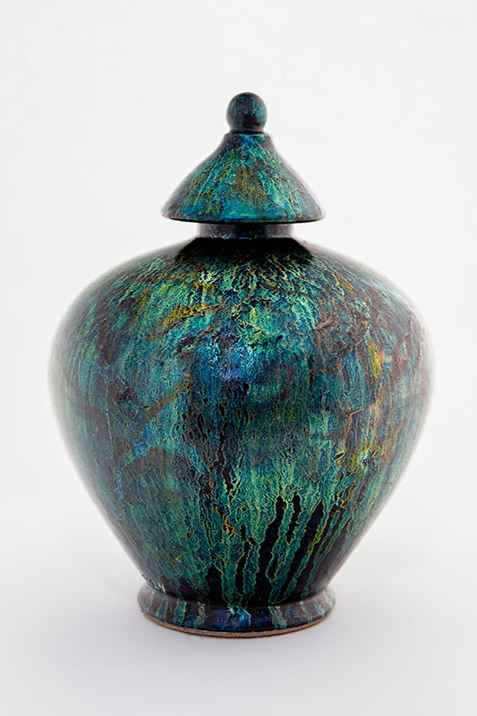 Jarre ballon Feuille de cuivre oxydée végétale