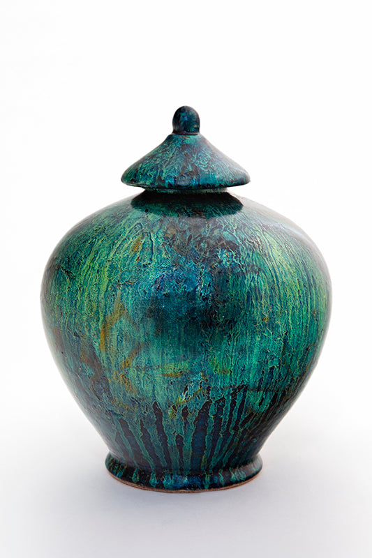 Balloon jar Feuille de cuivre oxydée végétale