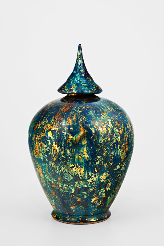 Balloon jar Bleu turquoise flocon d'or sold