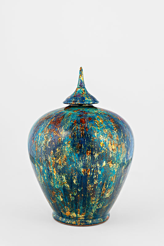 Balloon jar Bleu turquoise flocon d'or sold