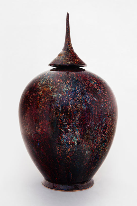  Balloon jar Rouge floral cuivré mosaique sold