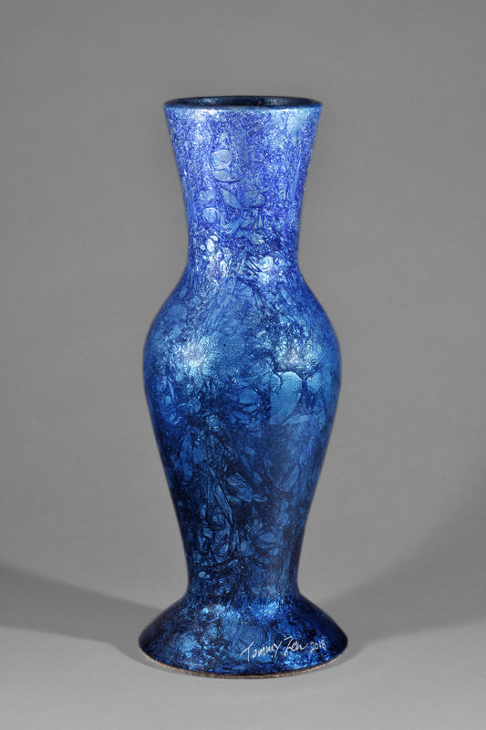 Neoclassical vase Aube bleue argenté